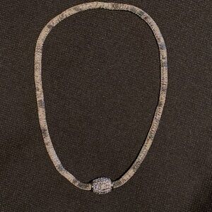 Stunning silver necklace with crystals — magnetic clasp.